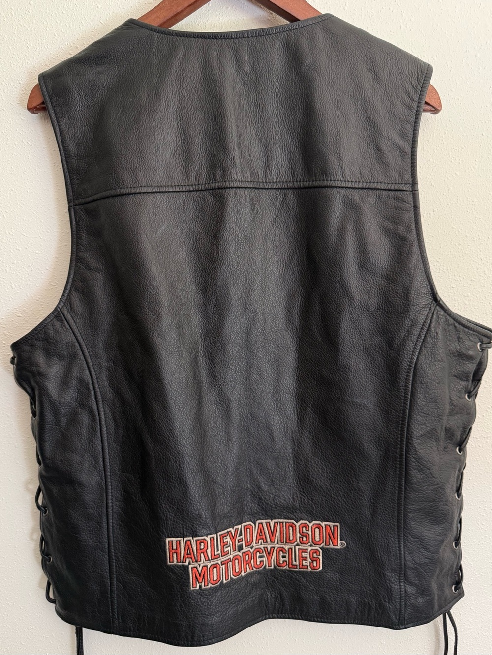 Harley-Davidson Cowhide Leather Motorcycle Vest Lace Up Men’s Large